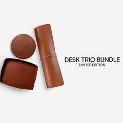 DailyObjects Large Premium Vegan Leather Desk Mat|Anti-Skid|Anti-Slip|85*45cm|Reversible Desk spread Turf Desk/Laptop Mat for Work from Home/Office/Gaming- Extended mouse pad and keyboard desk pad-Tan