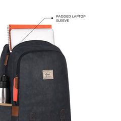 Gear Classic Anti Theft Faux Leather 14 cms Black Laptop Backpack (LBPCLSLTH0101)