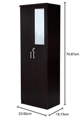 DeckUp Plank Cove 2-Door Engineered Wood Wardrobe with Mirror (Wotan Oak and White, Matte Finish)
