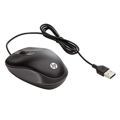 HP USB Travel Wired Mouse with 1000DPI and 3 programable Buttons (G1K28AA), Black