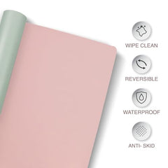 Bellblock Large Extended Reversible Desk Mat/Mouse Pad/Gaming Pad for Office/Home| Vegan Leather | Anti-Skid, Slip-Resistant, Splash-Proof | White & Sky Blue | 60x30cm