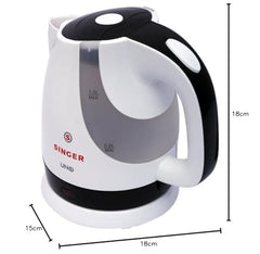 SINGER Cutie DX Electric Kettle 1350 Watts | 2 Years Warranty | 1.5 Liters | Quick Boil | Stainless Steel | Cool-Touch Handle and Lid | Auto Shut Off | Tea & Coffee, Instant Noodles, Rice, Soups