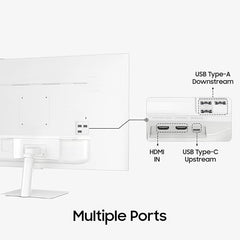 Samsung 32" (80 cm) 4K M7 Vision AI Smart Monitor|UHD 3840 x 2160|Smart TV Experience with AI|Type-C|Apple AirPlay|Gaming Bar|Remote|Speakers|Wi-Fi|Bluetooth|AI Picture & Sound|LS32FM701UWXXL|White