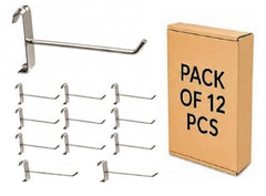 Q1 Beads 12 Pcs 4 inch Stainless Steel Gridwall Panel/Mesh/Jali/Grid Display Hook Hanger for Showroom, Mobile Shops,Supermarket Hanging in Garment & Grocery Shops etc.(Chrome) (4 inches)