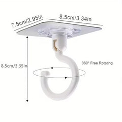 Heavy Duty 360° Rotating Self Adhesive Ceiling Hooks – No Drill, Waterproof Sticky Hooks for Hanging Plants, Wind Chimes, Lights & Mosquito Nets (360° Rotating Ceiling Hooks Pack of 5) (BLACK)