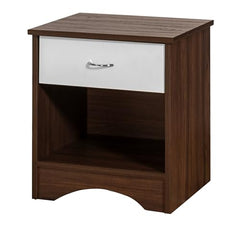 DeckUp Plank Bei Engineered Wood Bed Side Table and End Table (Walnut and White, Matte Finish)