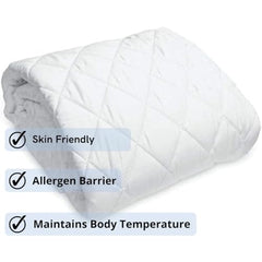 Trance Home Linen 100% Cotton Quilted Mattress Protector Single Siz Bed| Quilted Bed Cover |Water Resistant | Breathable 100% Cotton Pad with Elastic Straps on Corners (75x36 inch, Beige)
