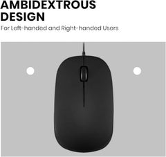 Perixx PERIMICE-201U B, Wired USB Mouse - 3 Button - 800dpi Optical Resolution - Illuminated Wheel - 5 Ft Cable - Black
