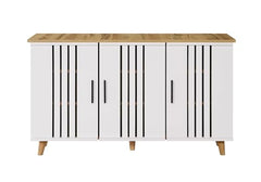 DeckUp Halo 3-Door Shoe Rack (Wotan Oak & White, Matte Finish)