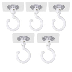 Heavy Duty 360° Rotating Self Adhesive Ceiling Hooks – No Drill, Waterproof Sticky Hooks for Hanging Plants, Wind Chimes, Lights & Mosquito Nets (360° Rotating Ceiling Hooks Pack of 5) (BLACK)