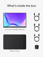 CAPERAVE 15.6'' Portable Monitor Touchscreen, FHD IPS Touch Screen with Tempered Glass, Travel Monitor with Kickstand & Speaker, HDMI USB C External Monitors for Laptop Phone Computer Xbox Switch
