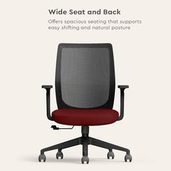 Interio by Godrej Curv Premium Mesh Wide Back Ergonomic Chair | Work from Home/Study Chair | 1-Year Warranty | Height Adjustable Chair | Heavy Duty PP Base | DIY Installation, Black