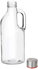 Amazon Brand - Solimo Silica Glass Bottle with Flip Cap, 1 Litre, Set of 4, Transparent