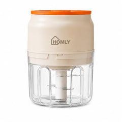 HOMLY Chopzo Mini Vegetable Chopper 250ml, 30W Rechargeable Electric Chopper with Stainless Steel Tri-Blade Cutter, USB Charging, Compact Chopper for Onion, Garlic & Vegetables
