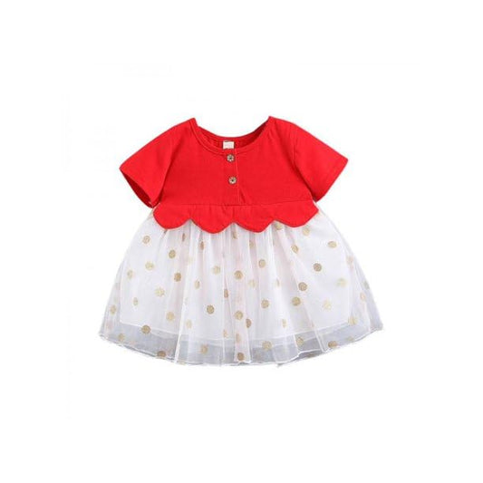 MOMISY Baby girls Midi Frock (MOMISY_Orange&White-S_6 Months-24 Months)