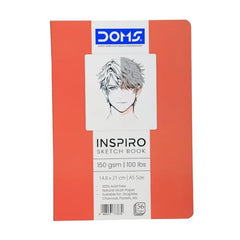 Doms A5 INSPIRO Sketch Book | Binding : Soft Cover Pinning | 56 Pages | Pack of 4 books