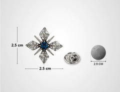 SYGA Men's Collar Pin, Cross Design, Silver Tone with Crystals, Blue