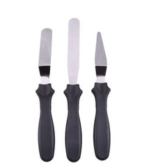 Syga Professional Offset 2 Angled and Straight Spatula Set with Plastic Handle, Black, 3-Piece