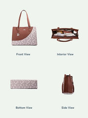 ZOUK Office Essential Bag | Jute | Vegan Leather Handcrafted Tote Bag With Double Handle Shoulder Strap | Bristel
