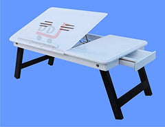 DDS Dream Decor Shoppee Wood Portable Laptop Table Adjustable Height With 1 Drawer (Blue)