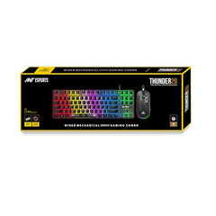 Ant Esports Thunder20 Wired Mechanical Gaming Keyboard and Mouse Combo | TKL Keyboard Rainbow Backlight 26Anti-Ghosting Keys, 6-Button 3600DPI Mouse | USB | PC/Laptop Compatible_ Brown Switch_ Black