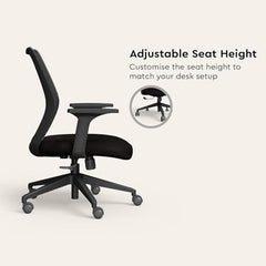 Interio by Godrej Curv Premium Mesh Wide Back Ergonomic Chair | Work from Home/Study Chair | 1-Year Warranty | Height Adjustable Chair | Heavy Duty PP Base | DIY Installation, Black