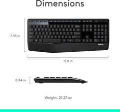 Logitech MK345 Wireless Combo Full-Sized Keyboard with Palm Rest and Comfortable Right-Handed Mouse, 2.4 GHz Wireless USB Receiver, Compatible with PC, Laptop - Black