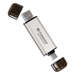 Transcend 310S 512GB USB C & USB A External Portable SSD, Up to 1,050 MB/s, 5 Yr Warranty, Silver, for iPhone 15 pro max, MacBook, Ipad, Laptop and Desktop