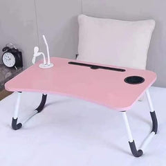 AIA Enterprise USB Laptop Table for Bed,Foldable Study Desk, with Drawer, LED Light, Fan, Tpye C Cable, Work from Home Stand, Online Classes