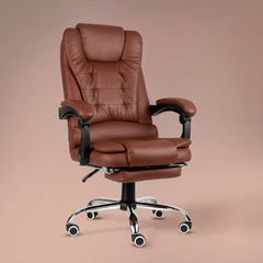 Kepler Brooks Italia Premium Leatherette Office Chair for Work | 3-Years Warranty | Boss Chair for Office, Ergonomic Executive Chair, Cushioned Arms & Seat, Leg Rest, Heavy Duty Metal Base (Black)
