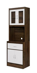 DeckUp Zeus Kitchen Cabinet (Walnut & White, Matte Finish)
