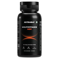 Nutrabay Active Multivitamin for Men with Zinc, Magnesium, Vitamin B,C,A,E – Enhances Energy, Immunity & Better Sleep– 120 Veg Capsules