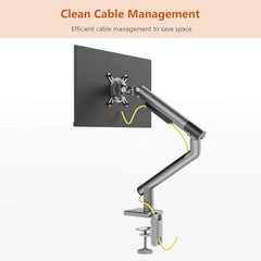 Artikel Single Monitor Desk Mount | Adjustable Heavy Duty Monitor Arm | VESA Mount with C Clamp & Grommet Mounting Base | Computer Monitor Stand (Grande Metallic, Single)
