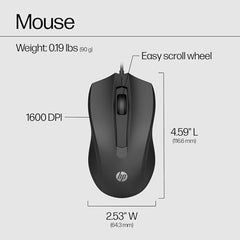 HP X500 Wired Mouse (Black, E5E76AA)
