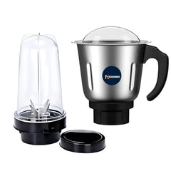 Stainless Steel Combo (Mini 180 Ml & 250 Ml) Jar Set one for Mixer Grinder, Compatibility with all mixer grinders with 2 slots of jar fitting with 4 teeth coupler