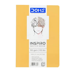 Doms A5 INSPIRO Sketch Book | Binding : Soft Cover Pinning | 56 Pages | Pack of 4 books