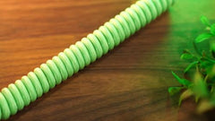 ASCENY Coiled & Double-Sleeved Mechanical Keyboard Cable, for Type-C Mechanical Keyboards (Pink)