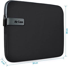 AirCase Neoprene Laptop Sleeve Case Cover for 15.6 Inch MacBook, Dell, HP, Lenovo, More| Water-Resistant, Shockproof Padding, Scratch-Proof| Slim Fit, Wrinkle Free, TSA Security Friendly (Black-Grey)