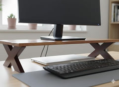 WELL KNOWN 72Cm Long Wooden Computer Monitor Stand, Monitor Riser Desk Shelf Desktop Stand TV Laptop Riser (72cm Long, Single Shelf) (d)