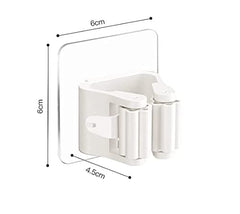 Rifrpha Pack of 4 Broom Holder Wall Self-Adhesive Mop Holder No Drilling Broom Holder Self-Adhesive Mop Holder Holder for Kitchens, Bathrooms (White)