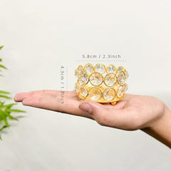 TIED RIBBONS Pack of 4 Crystal Tealight Candle Holder Gift Box - (5.8 cm X 4.3 cm) Centerpieces Votive Candle Holders for Home Dining Table Living Room Office - Diwali Decoration Items for Home Décor