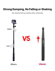 120 cm Selfie Stick for Insta 360, ULANZI MT-58 Monopod for Action Cam, Extendable Handheld Pole Stick Monopod Compatible with Gopro Hero 10/9/8/7 Insta360 One XR/RS/GO 2 DJI Osmo Action