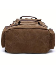FUR JADEN Eco Friendly Travel 4 Compartment Laptop Backpack Made of Water Resistant Sustainable Canvas and Vegan Leather for Unisex for Travel Hiking Work (Coffee)