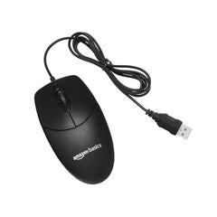 Amazon Basics Wired Mouse | 1000 DPI Optical Sensor | Plug and Play | Compatible with PC, Laptop (Black)