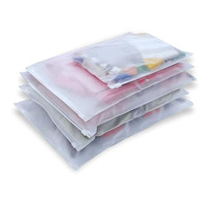 GREENTWISH Polyethylene Frosted Zipper Bag|Travel Bag For Shoes Cosmetics Jewellery Toiletries School Trip|Resealable|LDPE Zip Lock Space Saver Bags with Air Vent Hole (Pack of 30), Transparent