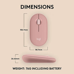 Logitech Pebble Mouse 2 M350s Slim Bluetooth Wireless Mouse, Portable, Lightweight, Customisable Button, 4000 DPI, Quiet Clicks, Easy-Switch for Windows, macOS, iPadOS, Android - Tonal Graphite