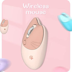 Lomiluskr Cute Cat Wireless Mouse, Lightweight Soundless Mice, 2.4G Wireless Mice, Candy Colors, Kawaii Mouse for Girls and Kids (Purple)