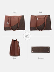 ZOUK Office Essential Bag | Jute | Vegan Leather Handcrafted Tote Bag With Double Handle Shoulder Strap | Bristel