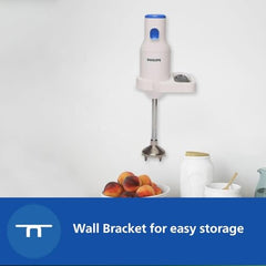 PHILIPS HL1683/00 Hand Blender, 300W Motor, Rust free steel arm | Easy single trigger operation | Specially designed blades | Wall bracket for easy storage, Blue-White