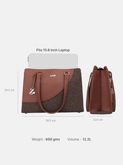 ZOUK Office Essential Bag | Jute | Vegan Leather Handcrafted Tote Bag With Double Handle Shoulder Strap | Bristel